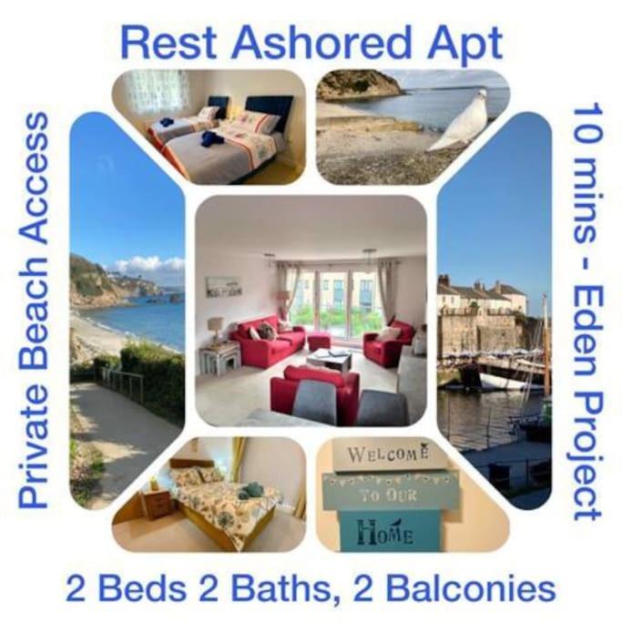 Stunning Apartment, Balconies, Private Beach, Coast Path Charlestown (Cornwall) Exterior photo